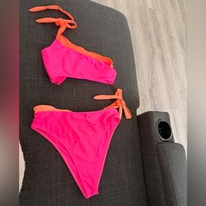 Lovers + Friends Neon Pink and Orange Bikini